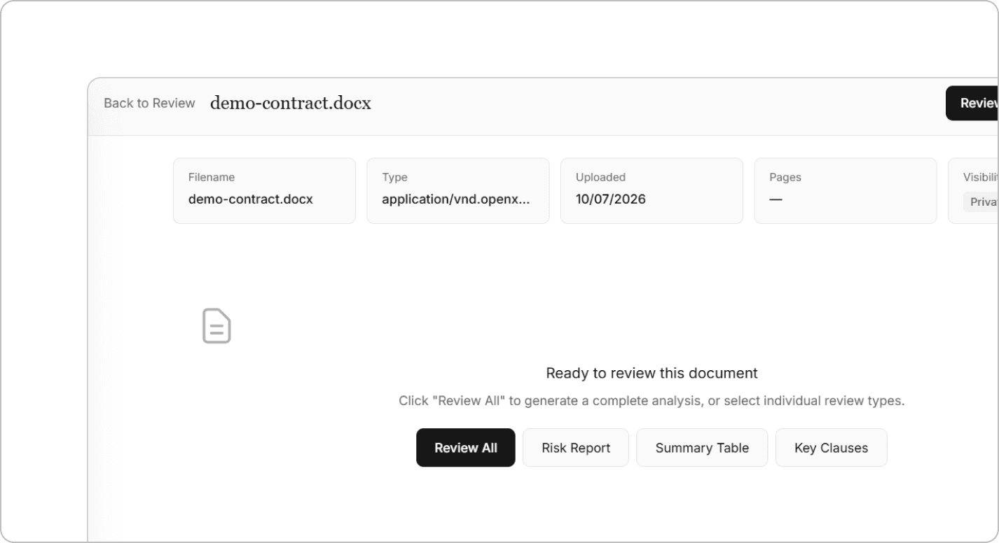 Contract Review interface