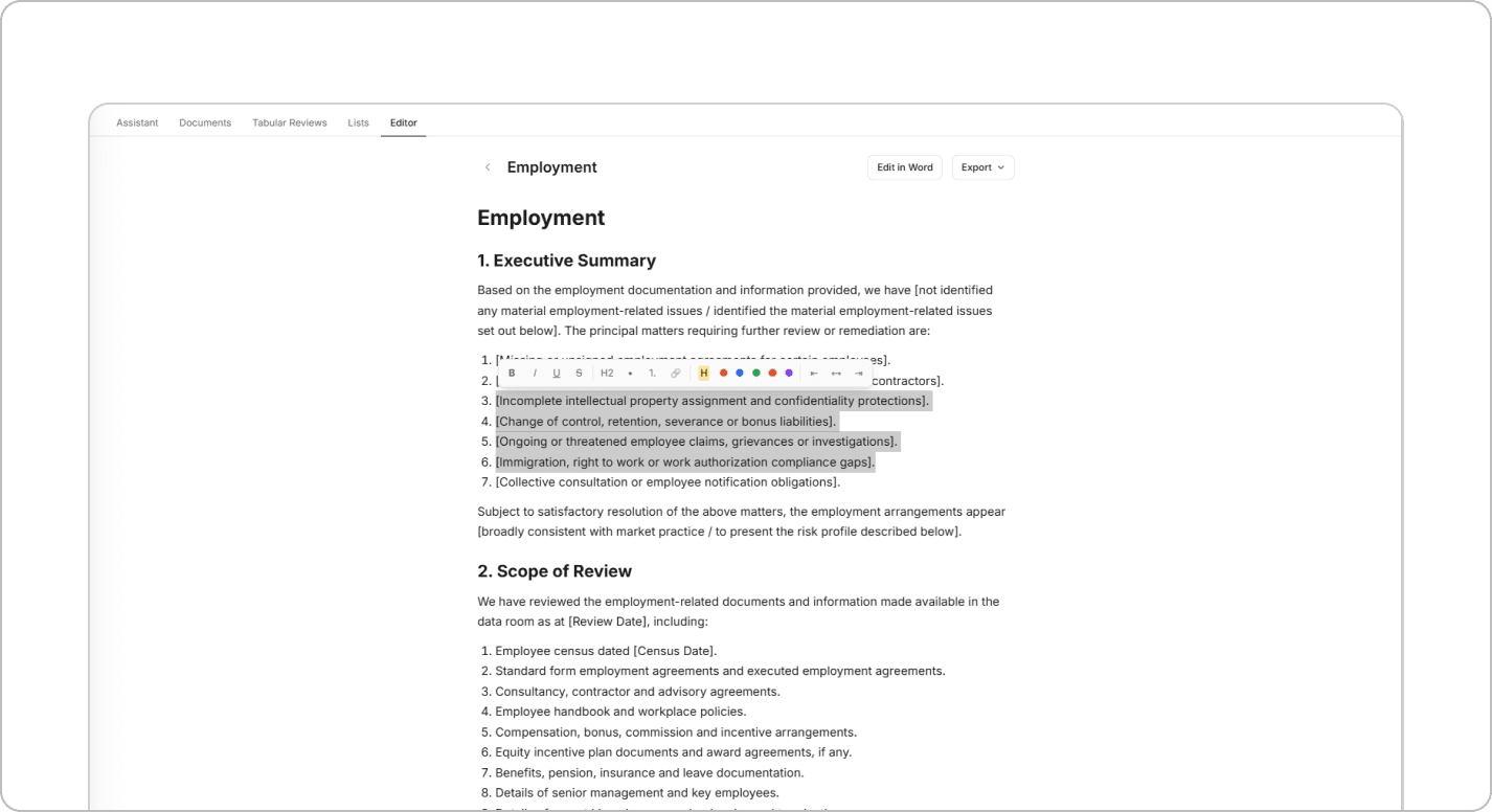 Editor interface