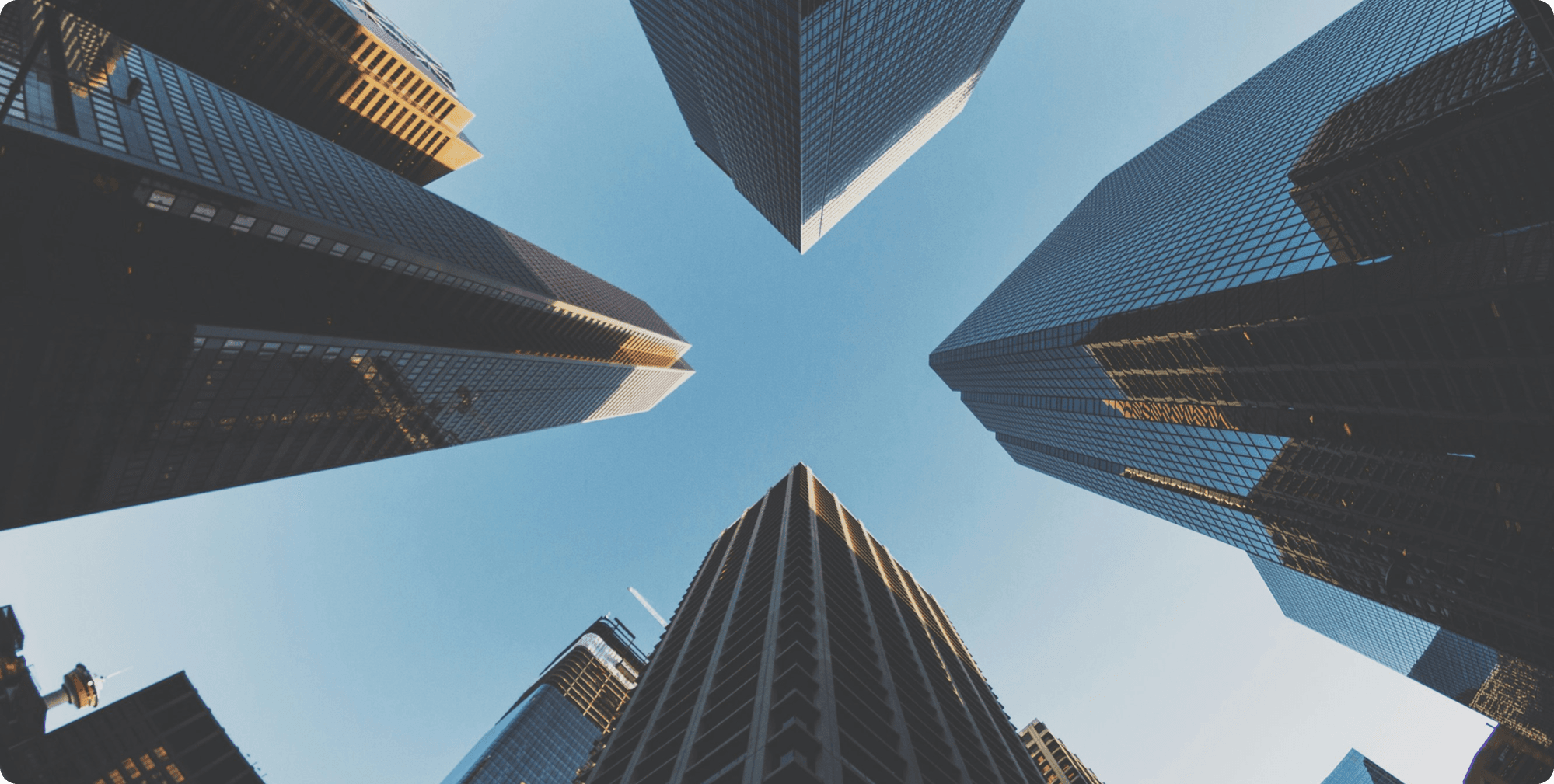 Glass towers viewed from below